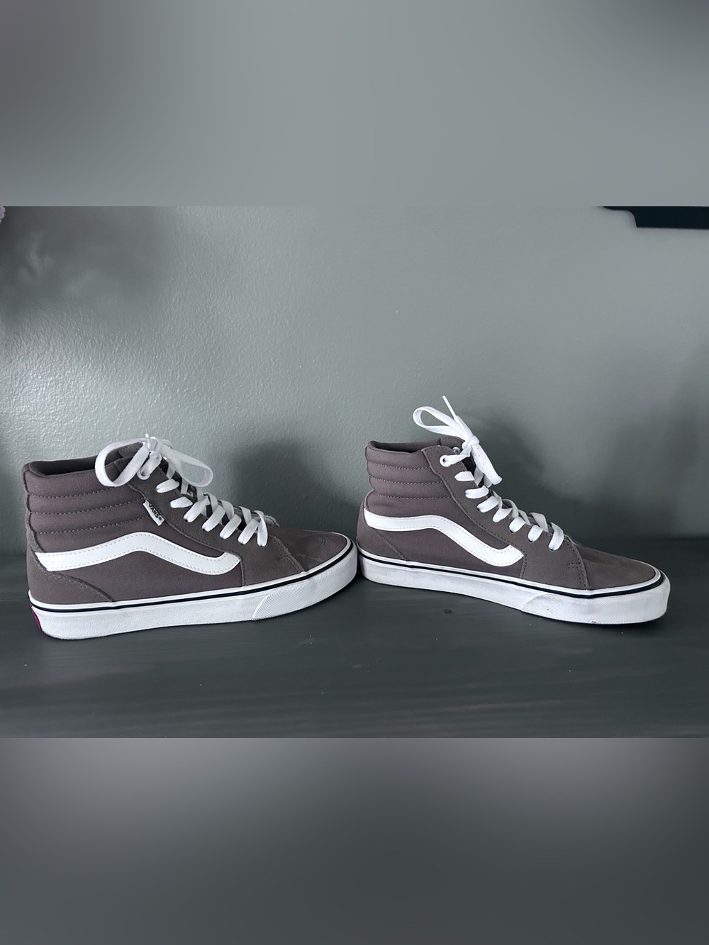 Women’s Vans SK8-Hi walnut brown featuring a suede and canvas construction.